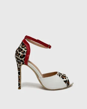Sara Leopard Print Splicing Sandals In Multi